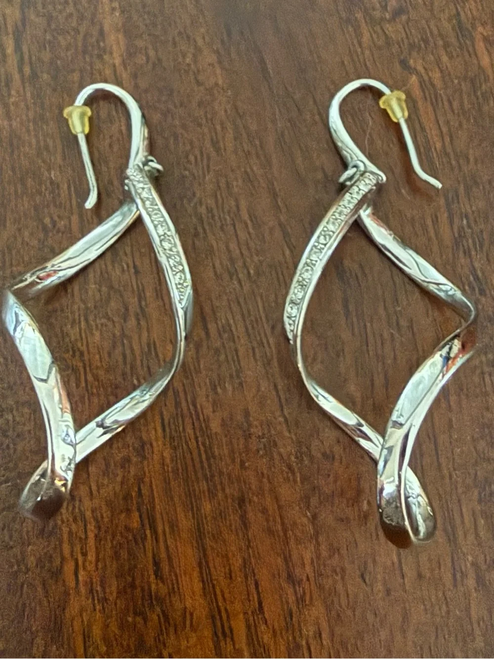 Touchstone Elegant Twisted Drop Earrings - Silver